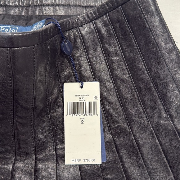NWT Polo Ralph Lauren Knife-Pleated Lambskin Miniskirt - Picture 11 of 17